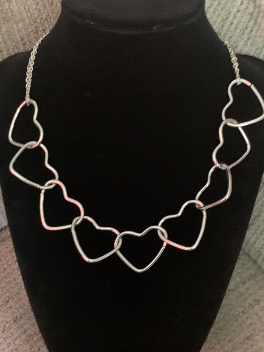 Silver Heart Link Necklace - Women Jewelry